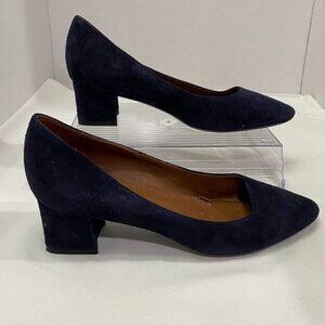 Aquatalia Made in Italy Navy Suede Block Heel Pumps Women’s 5.5M